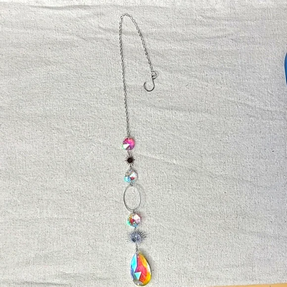 Suncatcher Silver Tone Rainbow Crystal Sun Indoor Outdoor Summer Decor Gift Boho - Picture 3 of 3